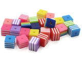 25 8mm Mixed Color Striped Beads Cube Beads to String Lightweight Beads Jewelry Making Beading Supplies