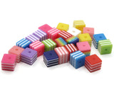 25 8mm Mixed Color Striped Beads Cube Beads to String Lightweight Beads Jewelry Making Beading Supplies