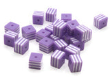 25 8mm Purple and White Striped Beads Cube Beads to String Lightweight Beads Jewelry Making Beading Supplies