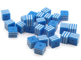 25 8mm Blue and White Striped Beads Cube Beads to String Lightweight Beads Jewelry Making Beading Supplies