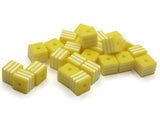 25 8mm Yellow and White Striped Beads Cube Beads to String Lightweight Beads Jewelry Making Beading Supplies