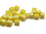 25 8mm Yellow and White Striped Beads Cube Beads to String Lightweight Beads Jewelry Making Beading Supplies