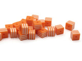 25 8mm Orange and White Striped Beads Cube Beads to String Lightweight Beads Jewelry Making Beading Supplies