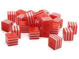 25 8mm Red and White Striped Beads Cube Beads to String Lightweight Beads Jewelry Making Beading Supplies