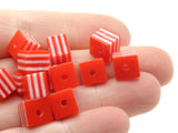 25 8mm Red and White Striped Beads Cube Beads to String Lightweight Beads Jewelry Making Beading Supplies