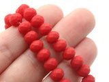 64 8mm x 6mm Opaque Red Faceted Glass Rondelle Beads Jewelry Making Beading Supplies Loose Beads to String