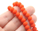 64 8mm x 6mm Opaque Orange-Red Faceted Glass Rondelle Beads Jewelry Making Beading Supplies Loose Beads to String
