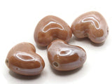 4 16mm Brown Porcelain Heart Beads Valentine's Day Beads Jewelry Making Beading Supplies Loose Beads
