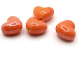 4 16mm Orange Porcelain Heart Beads Valentine's Day Beads Jewelry Making Beading Supplies Loose Beads