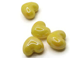 4 16mm Bright Yellow Porcelain Heart Beads Valentine's Day Beads Jewelry Making Beading Supplies Loose Beads