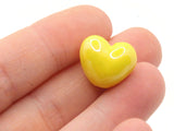 4 16mm Bright Yellow Porcelain Heart Beads Valentine's Day Beads Jewelry Making Beading Supplies Loose Beads
