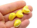 4 16mm Bright Yellow Porcelain Heart Beads Valentine's Day Beads Jewelry Making Beading Supplies Loose Beads