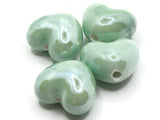 4 16mm Green Porcelain Heart Beads Valentine's Day Beads Jewelry Making Beading Supplies Loose Beads