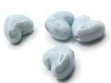 4 16mm Light Blue Porcelain Heart Beads Valentine's Day Beads Jewelry Making Beading Supplies Loose Beads