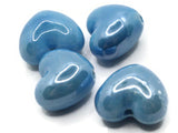 4 16mm Bright Blue Porcelain Heart Beads Valentine's Day Beads Jewelry Making Beading Supplies Loose Beads