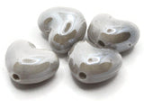 4 16mm Gray Porcelain Heart Beads Valentine's Day Beads Jewelry Making Beading Supplies Loose Beads
