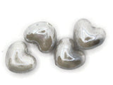 4 16mm Gray Porcelain Heart Beads Valentine's Day Beads Jewelry Making Beading Supplies Loose Beads