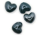 4 16mm Black Porcelain Heart Beads Valentine's Day Beads Jewelry Making Beading Supplies Loose Beads
