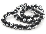 49 8mm Black Evil Eye Small Smooth Round Beads Full Strand Glass Beads Jewelry Making Beading Supplies