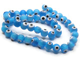 49 8mm Blue Evil Eye Small Smooth Round Beads Full Strand Glass Beads Jewelry Making Beading Supplies