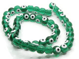 49 8mm Green Evil Eye Small Smooth Round Beads Full Strand Glass Beads Jewelry Making Beading Supplies