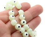 49 8mm Light Green Evil Eye Small Smooth Round Beads Full Strand Glass Beads Jewelry Making Beading Supplies