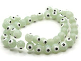 49 8mm Light Green Evil Eye Small Smooth Round Beads Full Strand Glass Beads Jewelry Making Beading Supplies