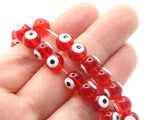 49 8mm Red Evil Eye Small Smooth Round Beads Full Strand Glass Beads Jewelry Making Beading Supplies