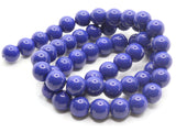 50 8mm Opaque Blue Smooth Round Glass Beads Jewelry Making Beading Supplies Loose Beads to String