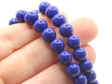 50 8mm Opaque Blue Smooth Round Glass Beads Jewelry Making Beading Supplies Loose Beads to String