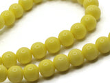 50 8mm Opaque Yellow Smooth Round Glass Beads Jewelry Making Beading Supplies Loose Beads to String