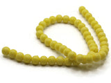 50 8mm Opaque Yellow Smooth Round Glass Beads Jewelry Making Beading Supplies Loose Beads to String