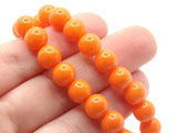 50 8mm Opaque Orange Smooth Round Glass Beads Jewelry Making Beading Supplies Loose Beads to String
