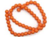 50 8mm Opaque Orange Smooth Round Glass Beads Jewelry Making Beading Supplies Loose Beads to String