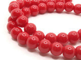 50 8mm Opaque Red Smooth Round Glass Beads Jewelry Making Beading Supplies Loose Beads to String