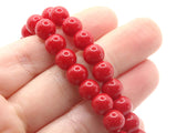 50 8mm Opaque Red Smooth Round Glass Beads Jewelry Making Beading Supplies Loose Beads to String