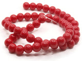 50 8mm Opaque Red Smooth Round Glass Beads Jewelry Making Beading Supplies Loose Beads to String
