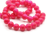 50 8mm Opaque Dark Pink Smooth Round Glass Beads Jewelry Making Beading Supplies Loose Beads to String
