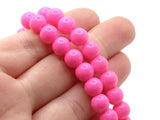 50 8mm Opaque Hot Pink Smooth Round Glass Beads Jewelry Making Beading Supplies Loose Beads to String