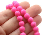 50 8mm Opaque Hot Pink Smooth Round Glass Beads Jewelry Making Beading Supplies Loose Beads to String
