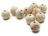 12 19mm Round Wood Booty Bounce Love Beads Natural Wooden Beads Large Hole Cute Kawaii Focal Beads Jewelry Making Beading Supplies