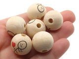 12 19mm Round Wood Booty Bounce Love Beads Natural Wooden Beads Large Hole Cute Kawaii Focal Beads Jewelry Making Beading Supplies