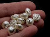 10 11mm Pearl Flower Plastic Shank Buttons Sewing Notions Jewelry Making Beading Supplies Sewing Supplies