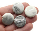 4 21mm Light and Dark Gray Ceramic Coin Beads Large Hole Beads Jewelry Making Beading Supplies Flat Round Beads to String