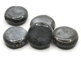 5 21mm Black Ceramic Coin Beads Large Hole Beads Jewelry Making Beading Supplies Flat Round Beads to String