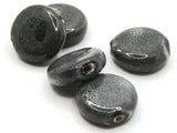 5 21mm Black Ceramic Coin Beads Large Hole Beads Jewelry Making Beading Supplies Flat Round Beads to String