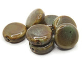 7 21mm Brown Ceramic Coin Beads Large Hole Beads Jewelry Making Beading Supplies Flat Round Beads to String