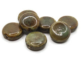 7 21mm Brown Ceramic Coin Beads Large Hole Beads Jewelry Making Beading Supplies Flat Round Beads to String