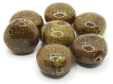 7 23mm Yellow and Brown Speckled Ceramic Coin Beads Large Hole Beads Jewelry Making Beading Supplies Flat Round Beads to String