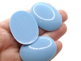 6 40mm x 30mm Sky Blue Swirling Oval Vintage Lucite Plastic Flat Back Cabochons Mosaic Supplies Jewelry Making